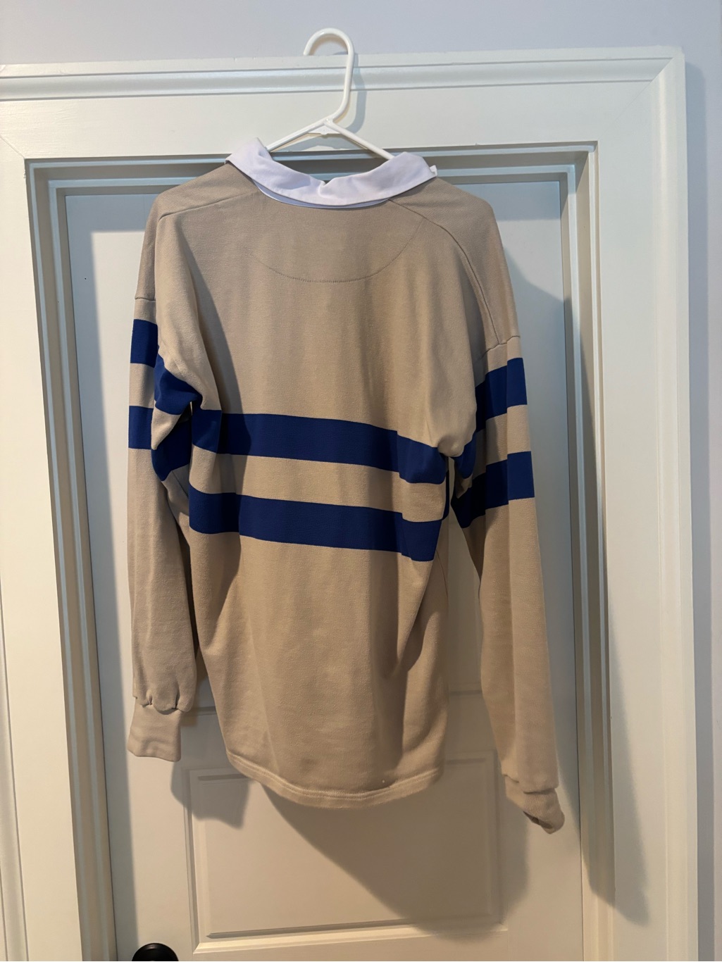 Withernot Beige Rugby Stripe Zip-Up Shirt With Blue Bands — image 2 of 3